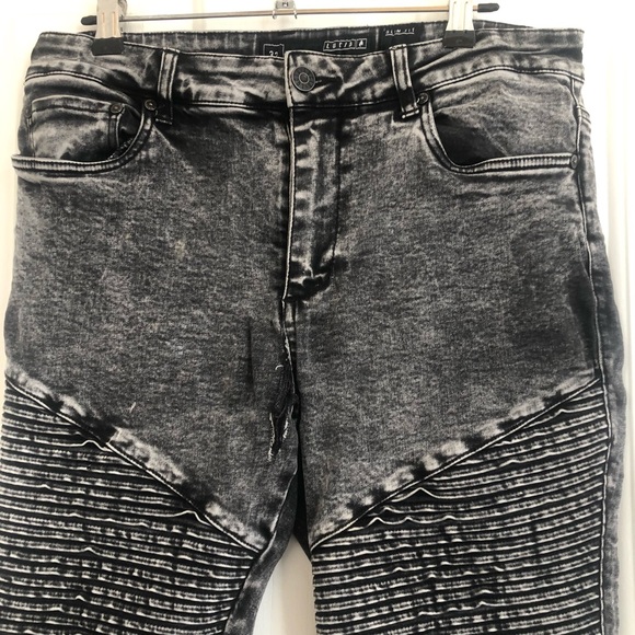 🌿 LUCID 🌿 stonewashed skinny leg distressed jeans size 32 - Picture 5 of 6